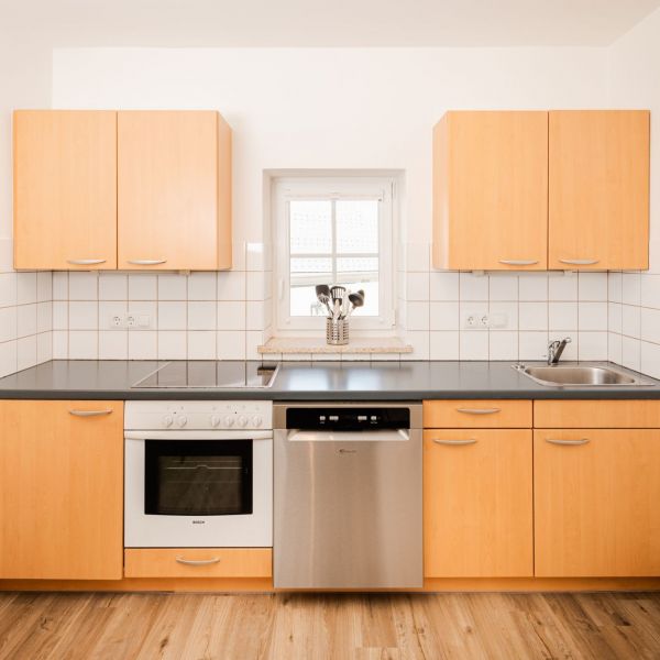 Fully equipped kitchen in the 60 m2 Leonhardsblick apartment